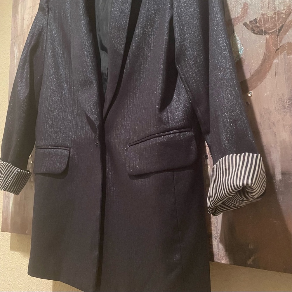 Ellen Tracy blue sparkle blazer. Size XS - Picture 7 of 12